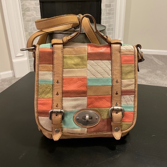 Fossil Bags Vtg Fossil Leather Patchwork Vintage Crossbody Satchel